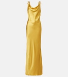 Versace Safety Pin embellished silk satin gown