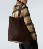 Dries Van Noten Leather-trimmed cotton canvas tote bag