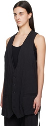 MM6 Maison Margiela Black Crinkled Metallic Tailoring Vest