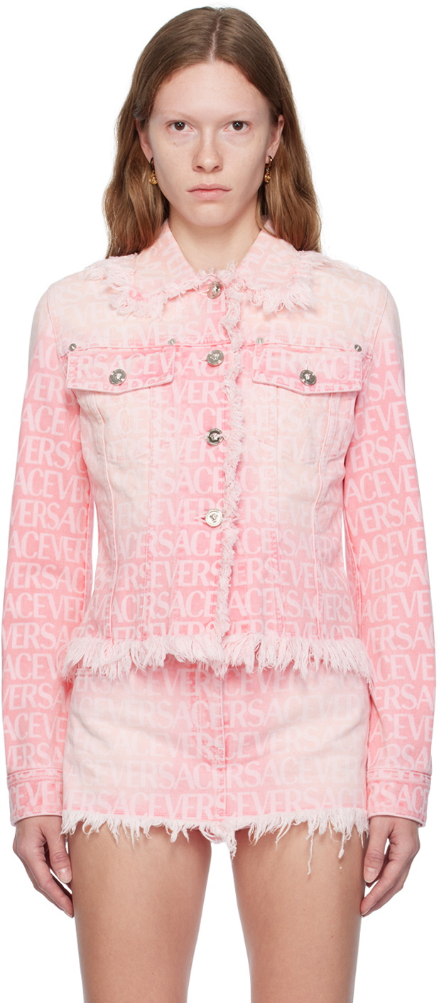 Versace Pink Allover Denim Jacket Versace