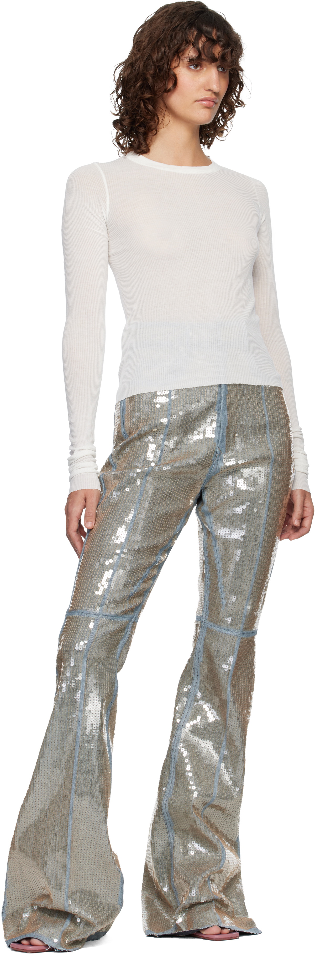 Rick Owens Off-White Temple Cropped Rib LS T-shirt