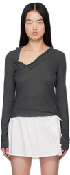 Deiji Studios Gray Cross Collar Top