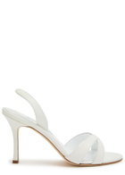 Manolo Blahnik Callasli 90 Leather Slingback Sandals White
