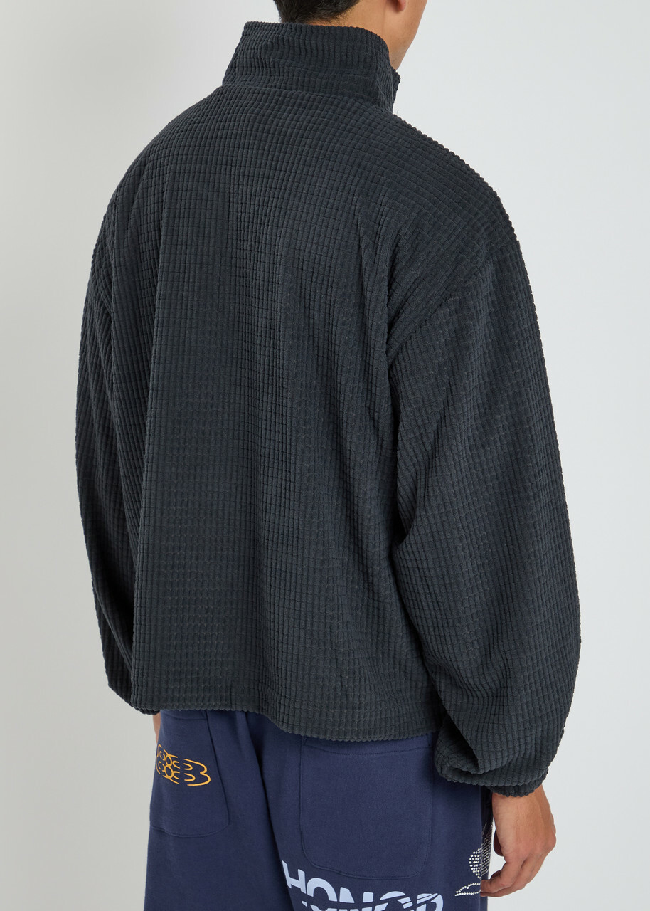 Honor The Gift Textured Knit Quarter-zip Sweatshirt Black
