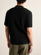 Rag & Bone - Johnny Harbour Ribbed Cotton-Blend Polo Shirt - Black