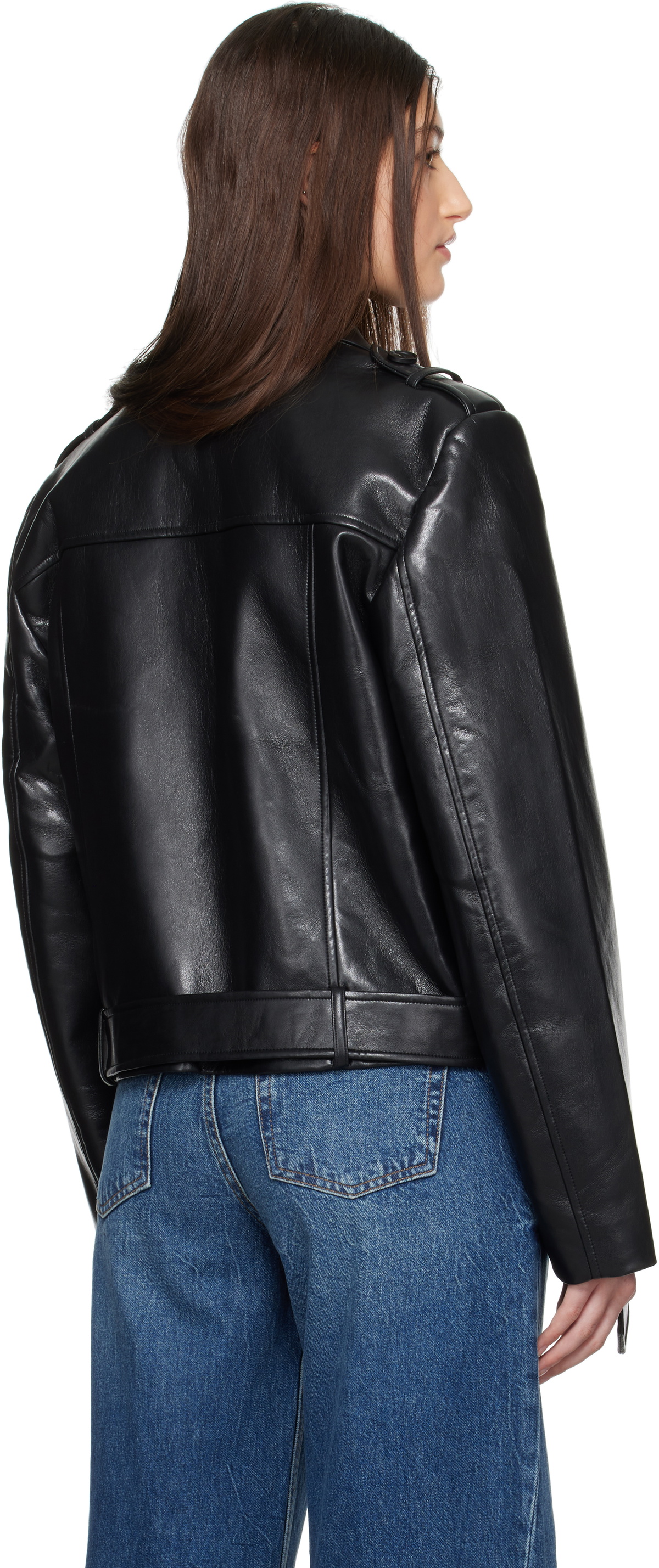 ジャケット ANINE BING Women Leather Jackets A 01 10189 000 BLACK ANINE BING Black Simone Leather Jacket ANINE BING