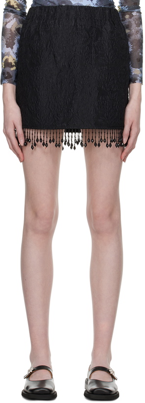 Photo: GANNI Black Beaded Fringe Miniskirt