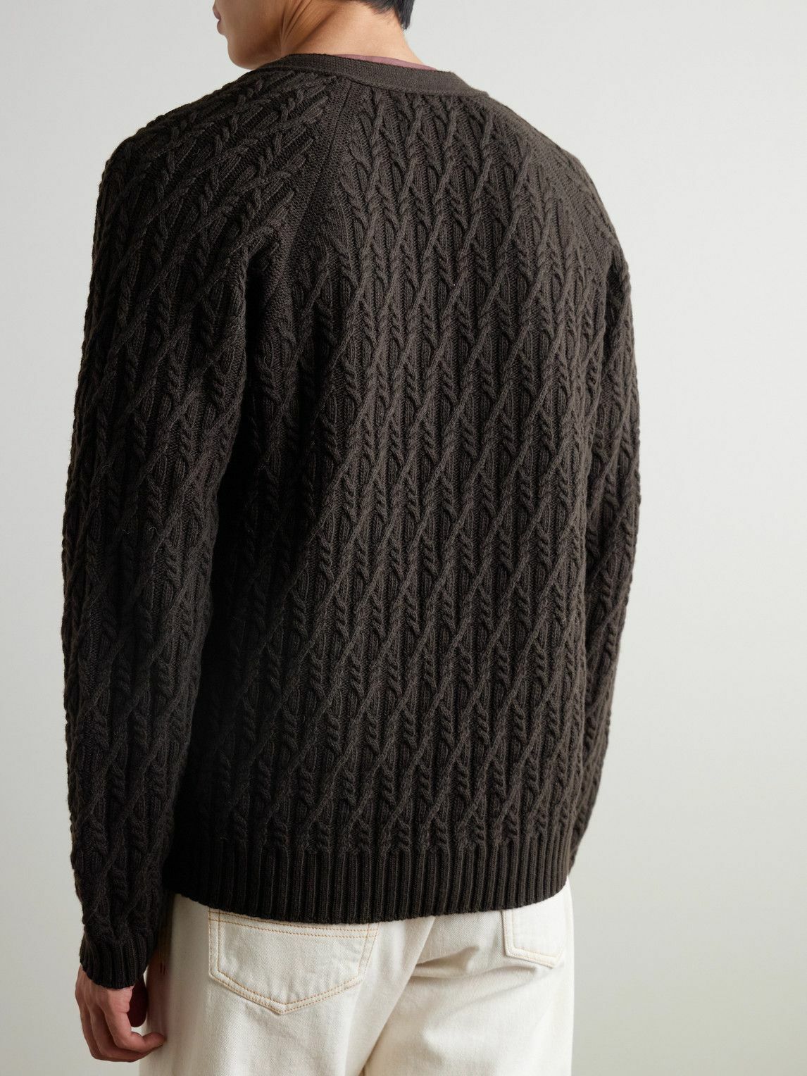 Mr P. - Cable-Knit Wool Cardigan - Brown