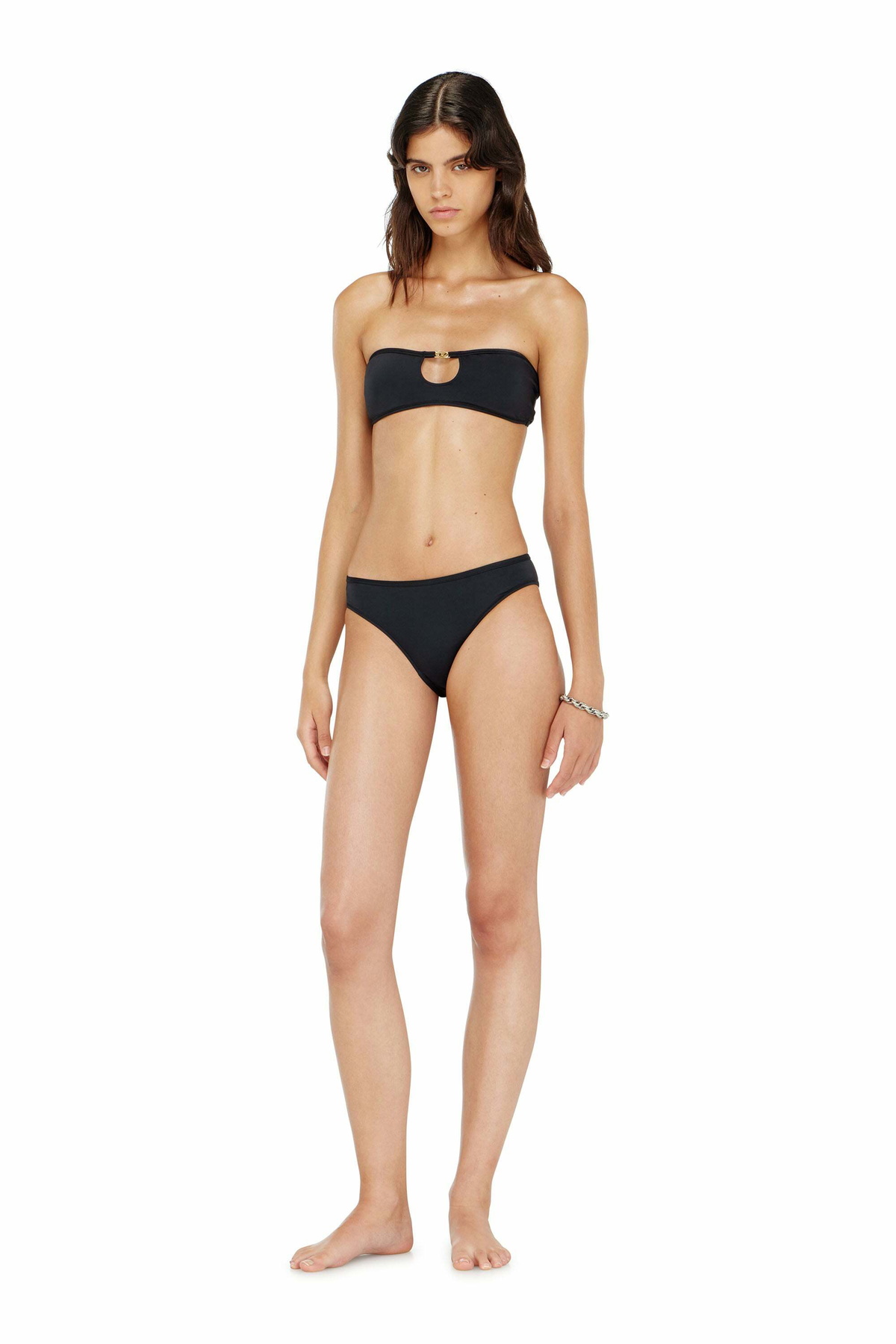 Diesel Brazilian briefs in nylon with Oval D detail - Strings Womens in Black