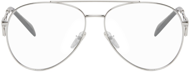Photo: Prada Eyewear Silver Aviator Glasses