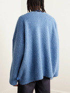 LOEWE - Logo-Appliquéd Brushed Wool-Blend Cardigan - Blue