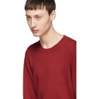 Maison Margiela Red Wool Distressed Crewneck Sweater