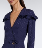 Alessandra Rich Pleated silk jacquard midi dress