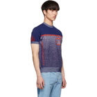 Prada Blue Knit Milled Short Sleeve Sweater