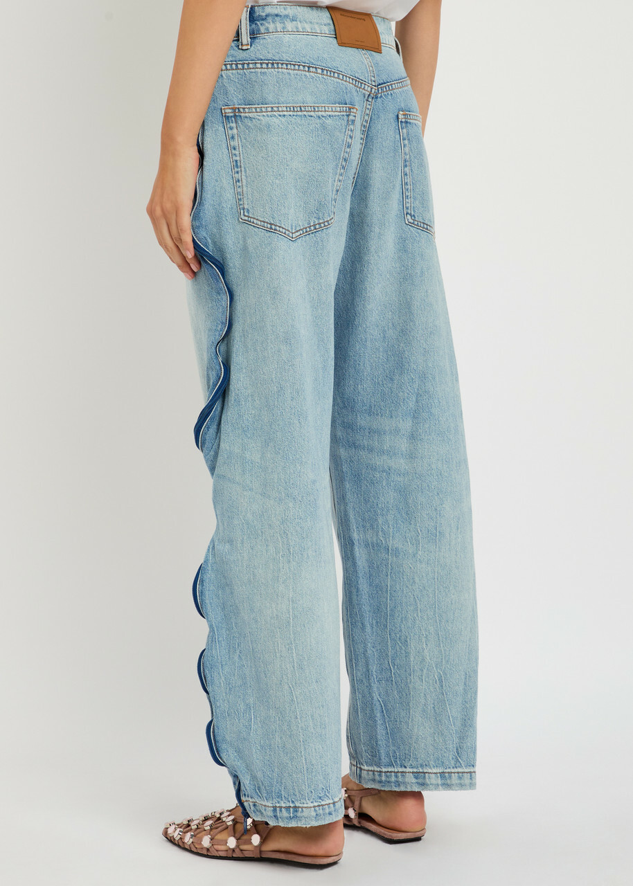 Alexanderwang.t Zip-embellished Barrel-leg Jeans Blue