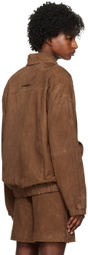 REMAIN Birger Christensen Brown Relaxed Suede Bomber Jacket