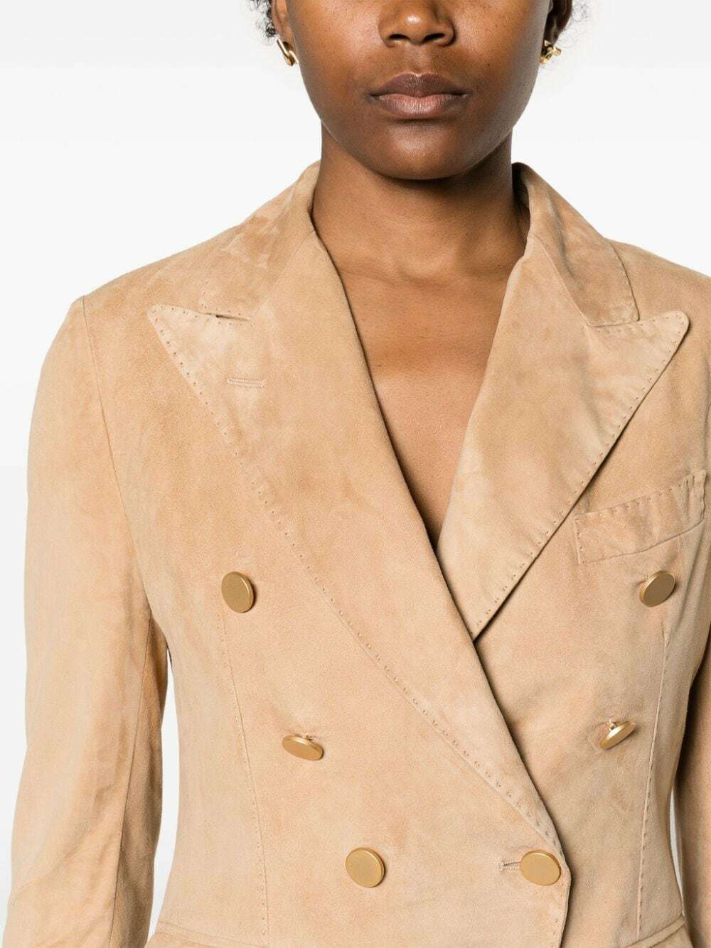 TAGLIATORE - Leather Double-breasted Jacket