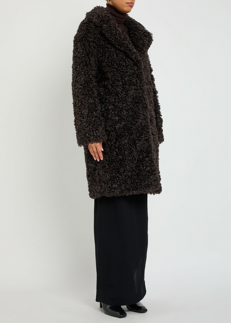 Stand Studio Camille Cocoon Faux fur Coat Dark Brown