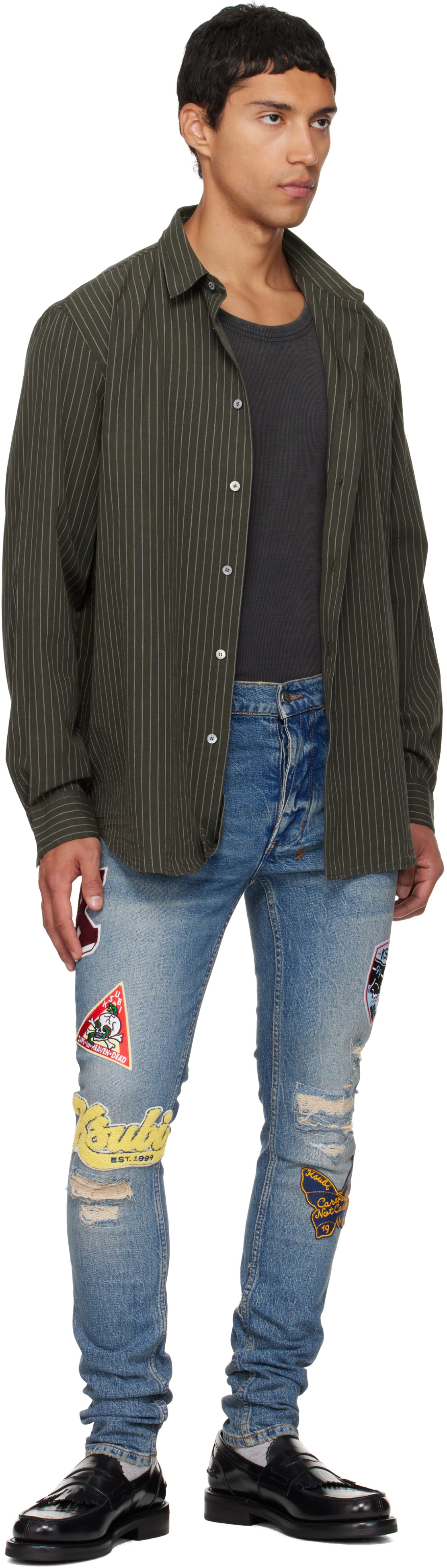 Ksubi Blue Van Winkle Rodeo Patched Jeans
