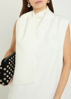 Khaite Loell Draped Crepe de Chine Midi Dress Off White