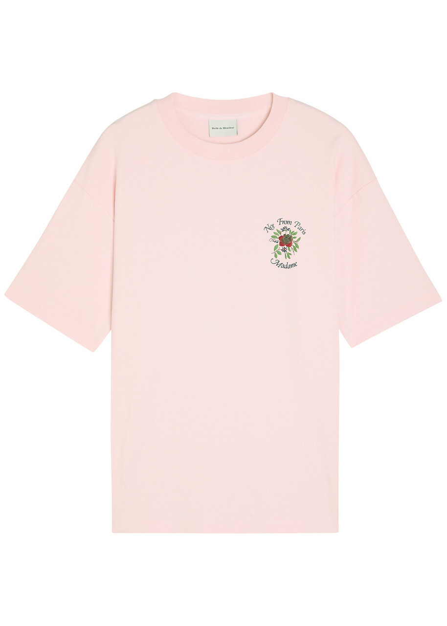 DRÔLE DE Monsieur Le T-shirt Slogan Printed Cotton T-shirt Pink