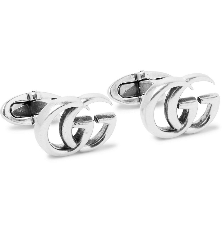 Photo: Gucci - GG Marmont Burnished Sterling Silver Cufflinks - Silver