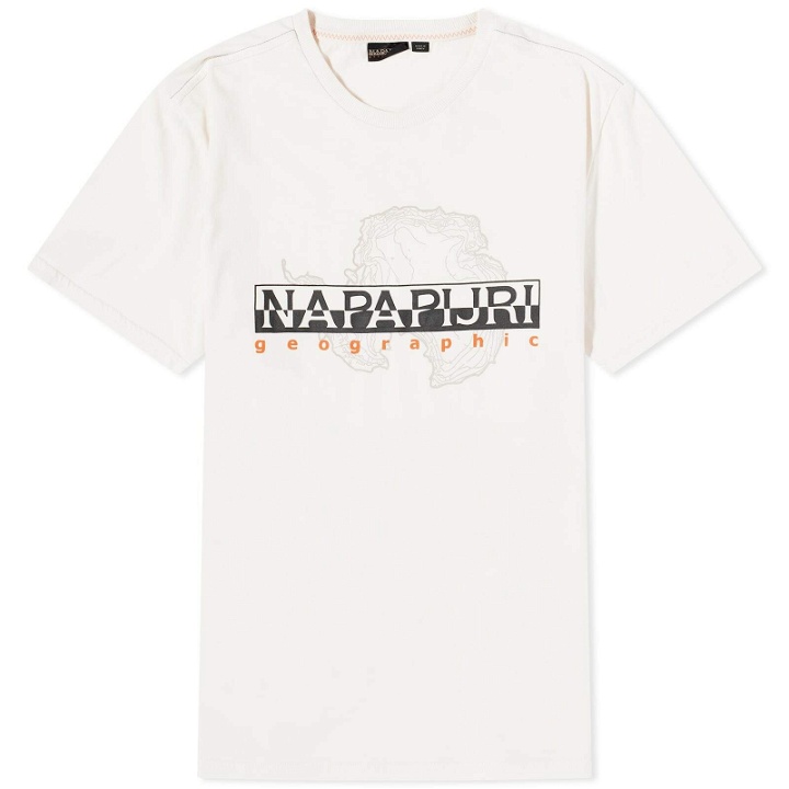 Photo: Napapijri Men's Iceberg Graphic Logo T-Shirt in White Whisper