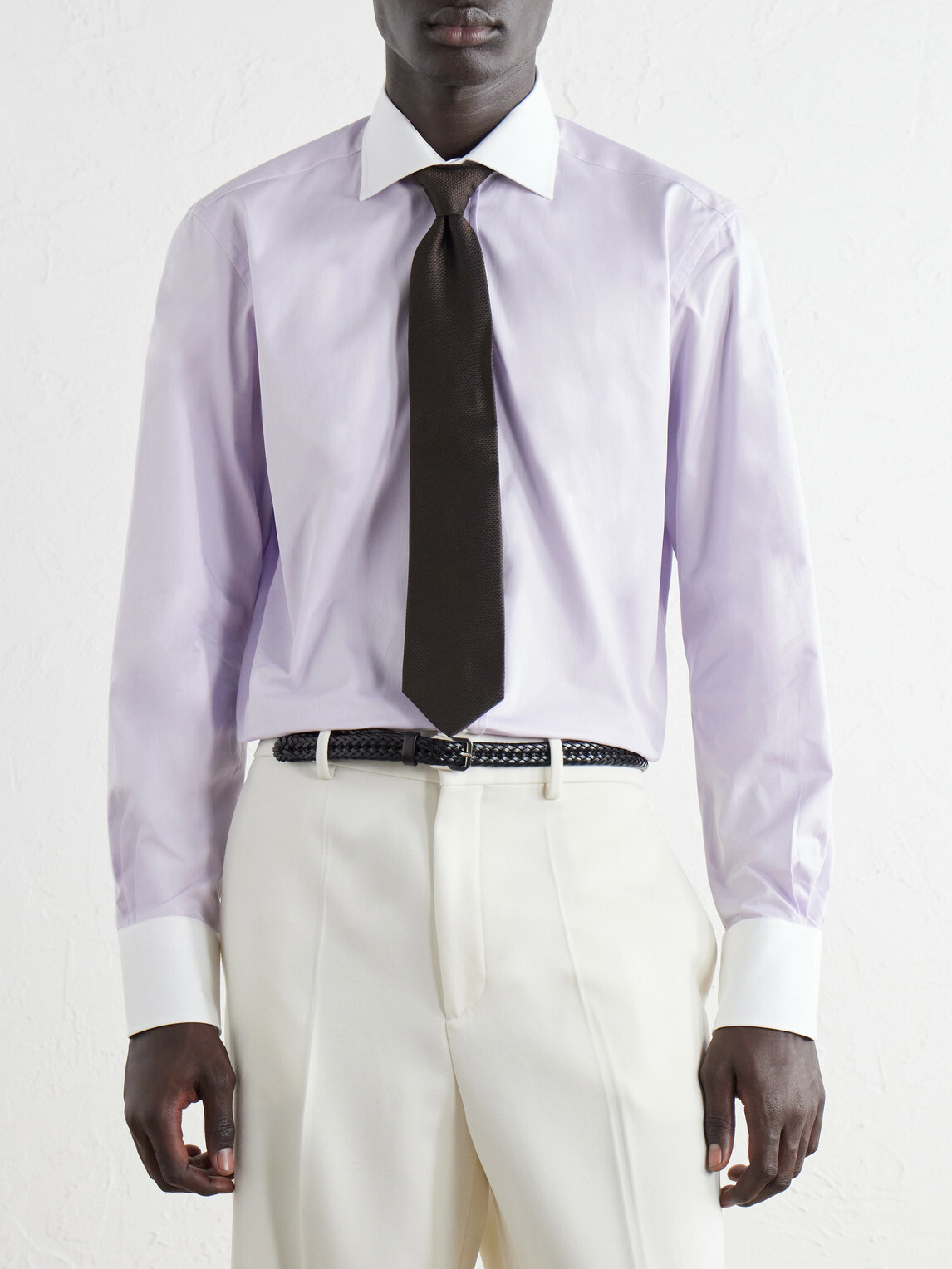 TOM FORD - Spread-Collar Cotton-Gabardine Shirt - Purple