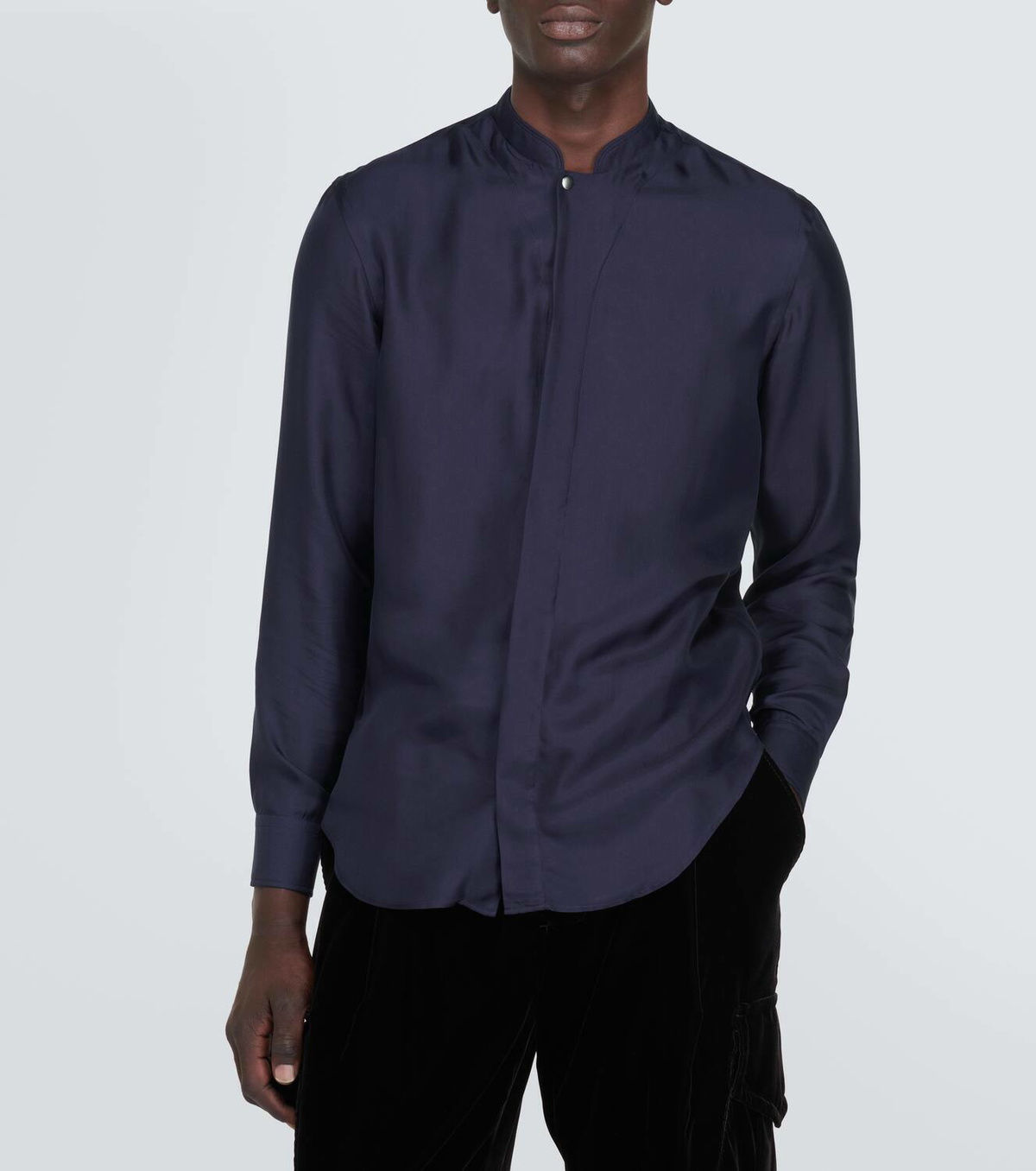 Giorgio Armani Blue Silk Dress Shirt