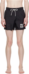 Hugo Black Printed Swim Shorts