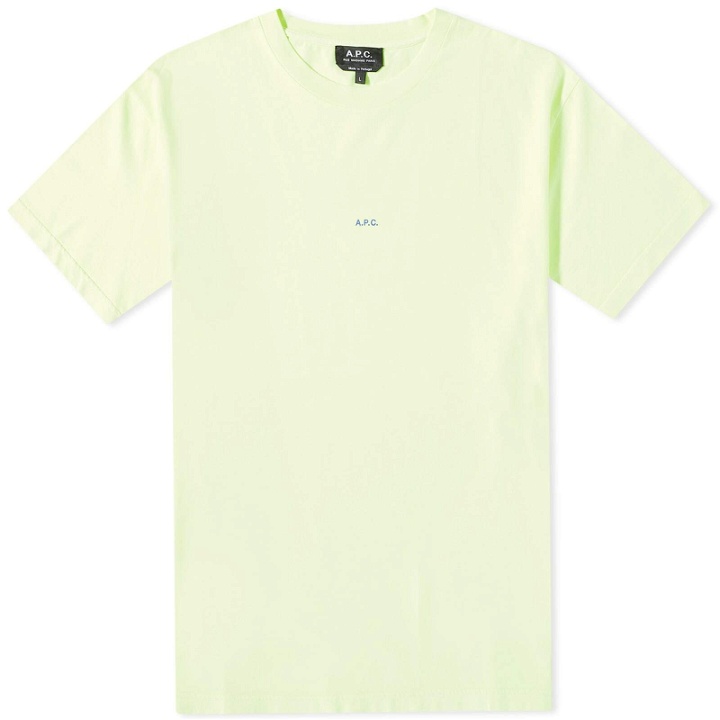 Photo: A.P.C. Men's Kyle Fluo Logo T-Shirt in Neon Yellow