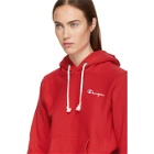 Champion Reverse Weave Red Small Logo Hoodie