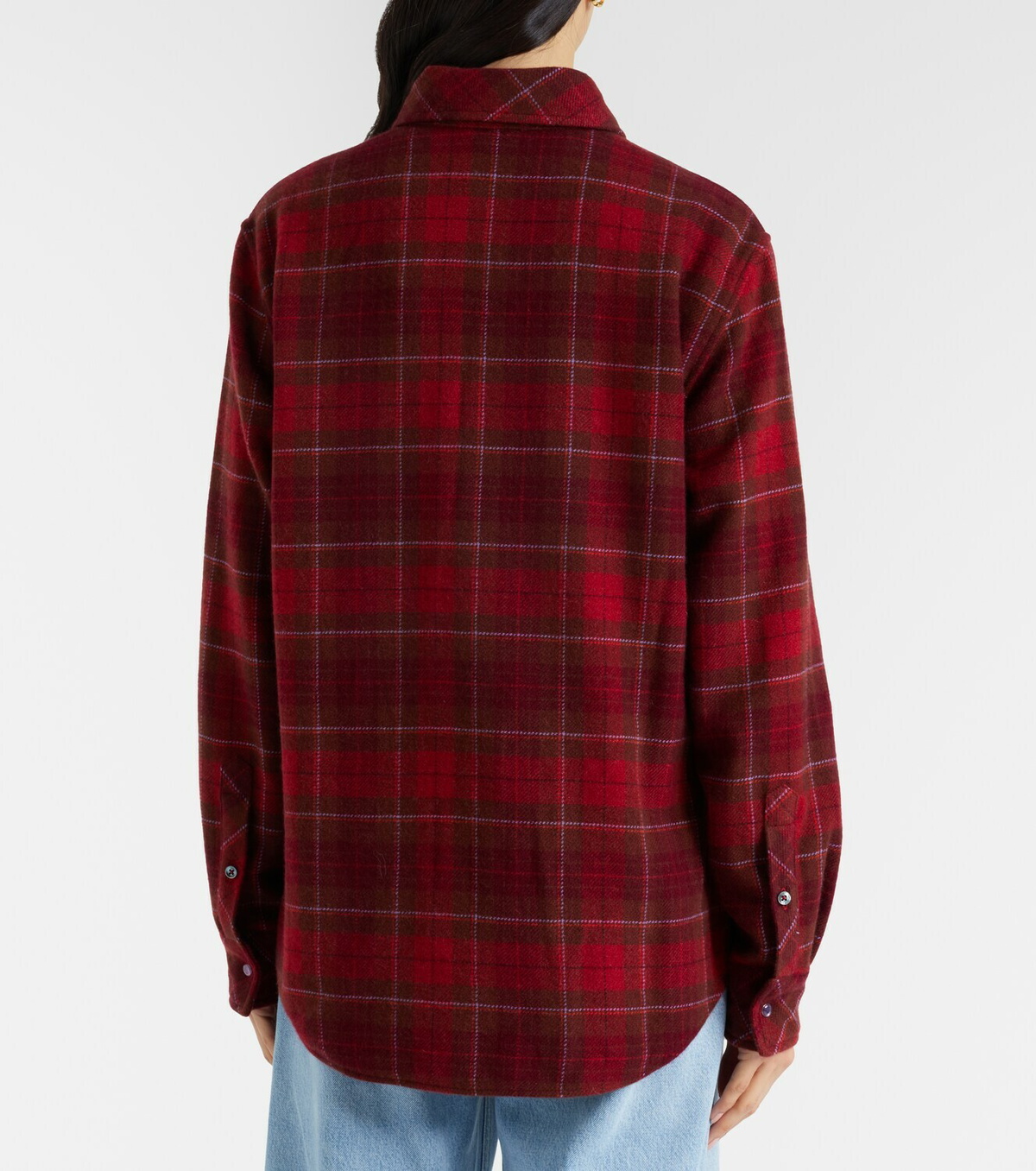 God's True Cashmere Love Tartan cashmere shirt with amethyst