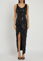 Vivienne Westwood Liz Side Panther Sequin-embellished Midi Dress Black