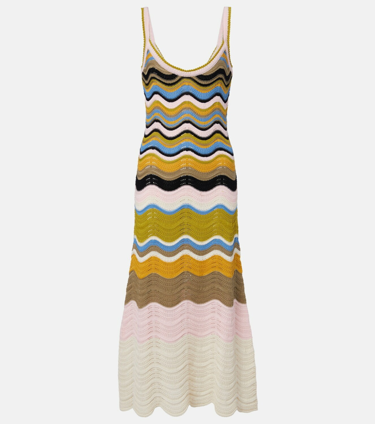 La DoubleJ Chevron crochet cotton midi dress