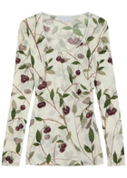 Stella Mccartney Cherry Print Mesh top Cream