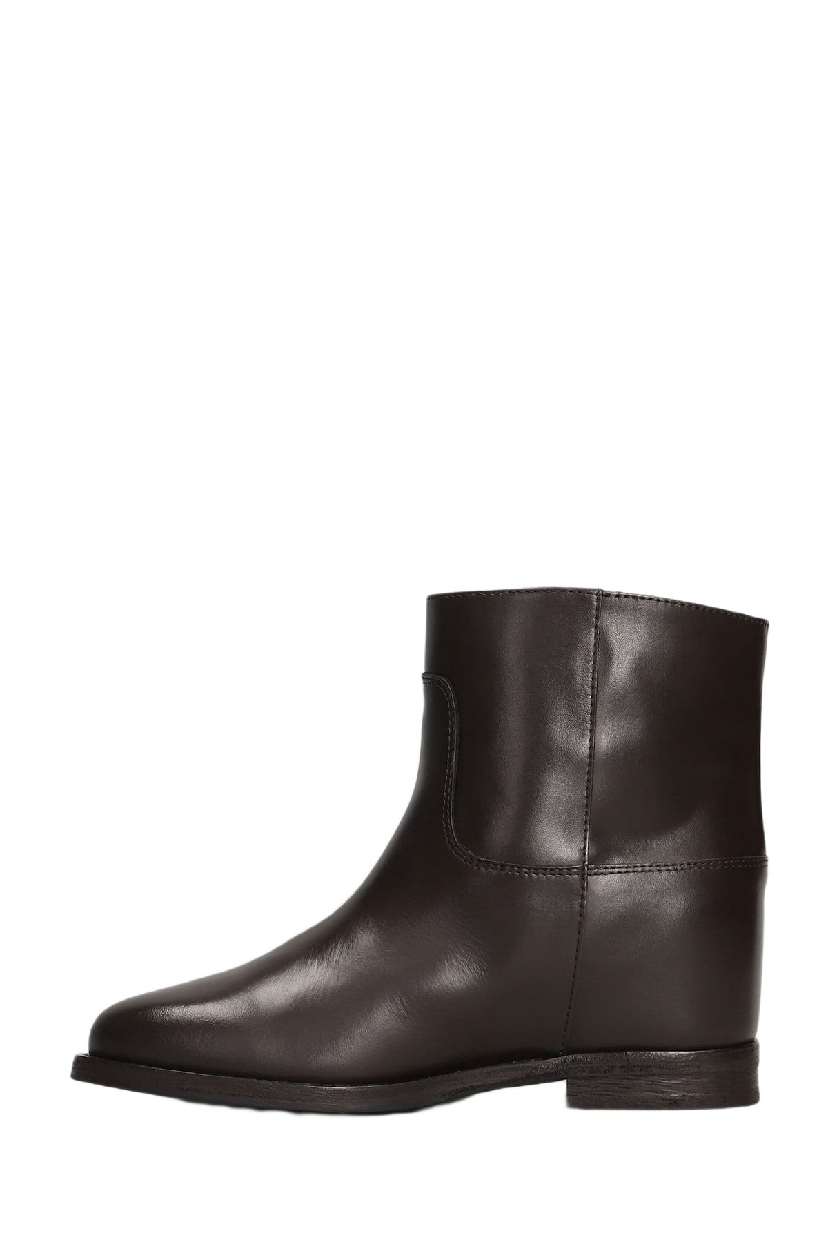 Via Roma 15 Ankle Boots Inside Wedge In Dark Brown Leather