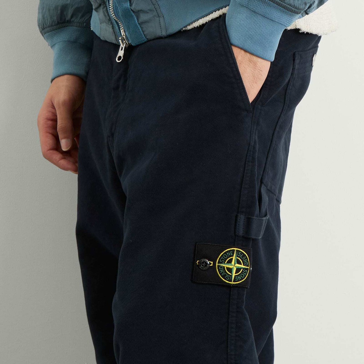 Stone Island Men's Cotton Moleskin-TC Trousers in Navy Blue