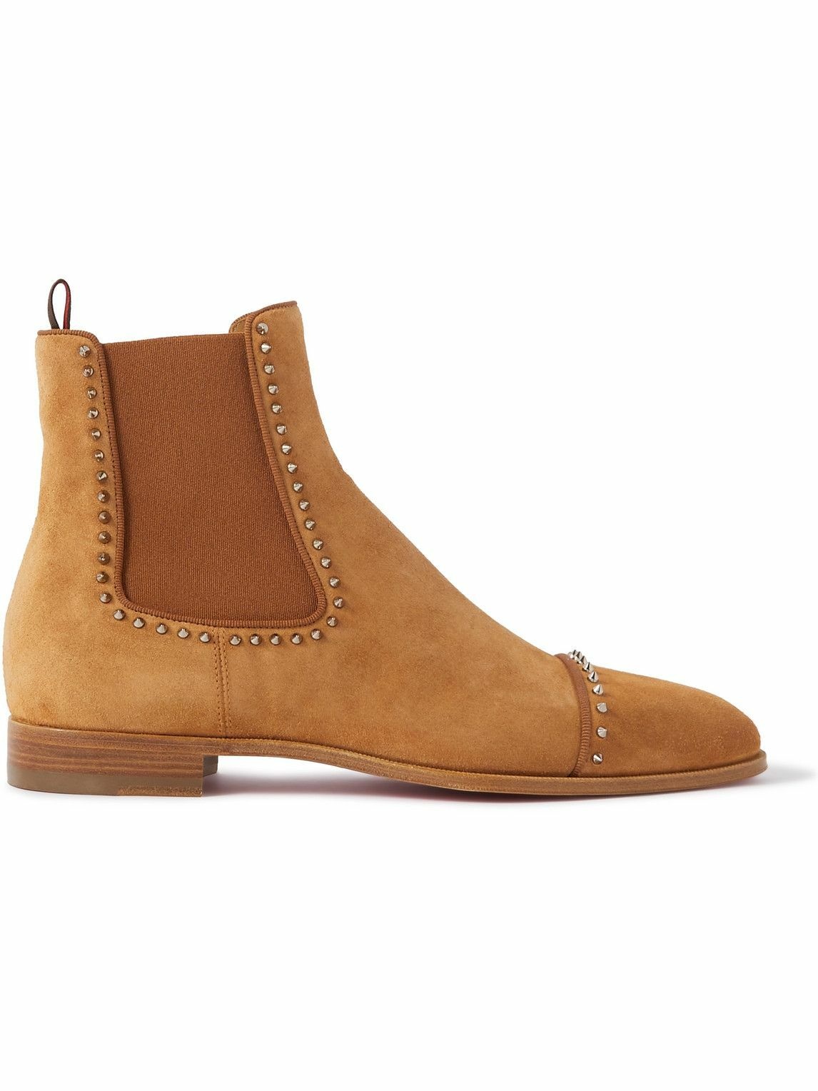 Photo: Christian Louboutin - Spiked Suede Chelsea Boots - Brown