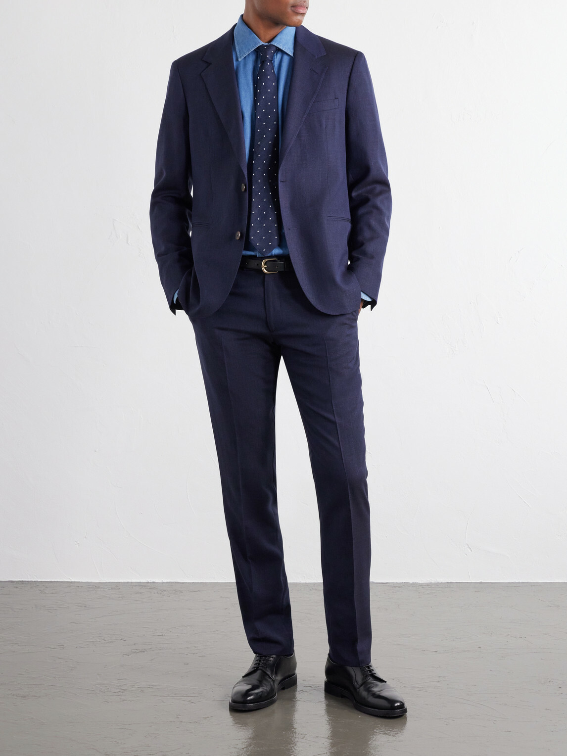 Mr P. - Straight-Leg Wool, Silk and Linen-Blend Trousers - Blue