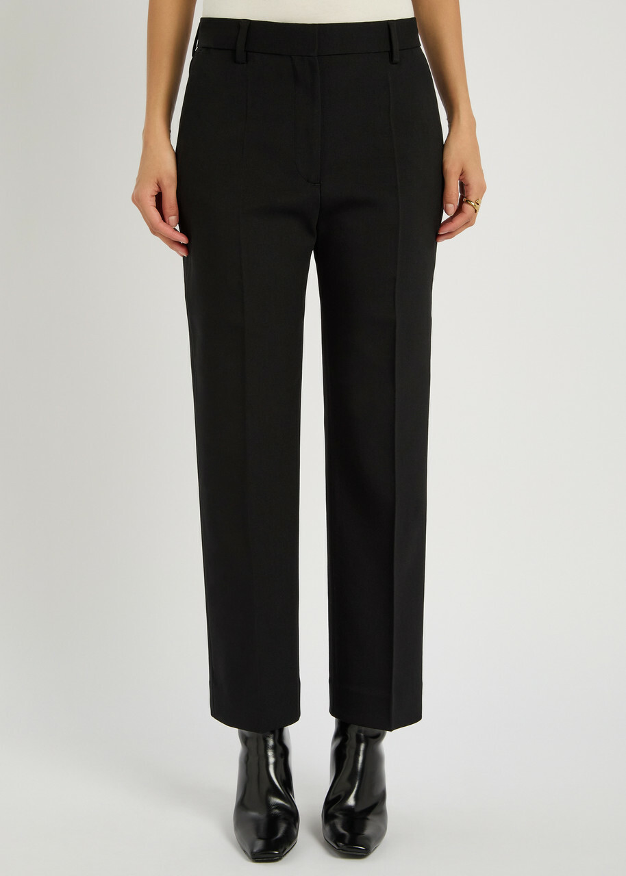 Toteme Cropped Straight-leg Trousers Black