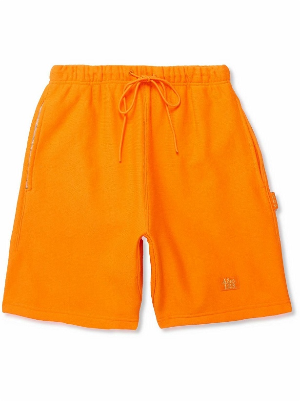 Photo: Abc. 123. - Wide-Leg Logo-Detailed Cotton-Blend Jersey Drawstring Shorts - Orange