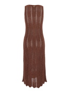 TwinSet Brown Sleeveless Long Dress With V Neck And Logo Plaque On The Rear In Viscose Blend Woman