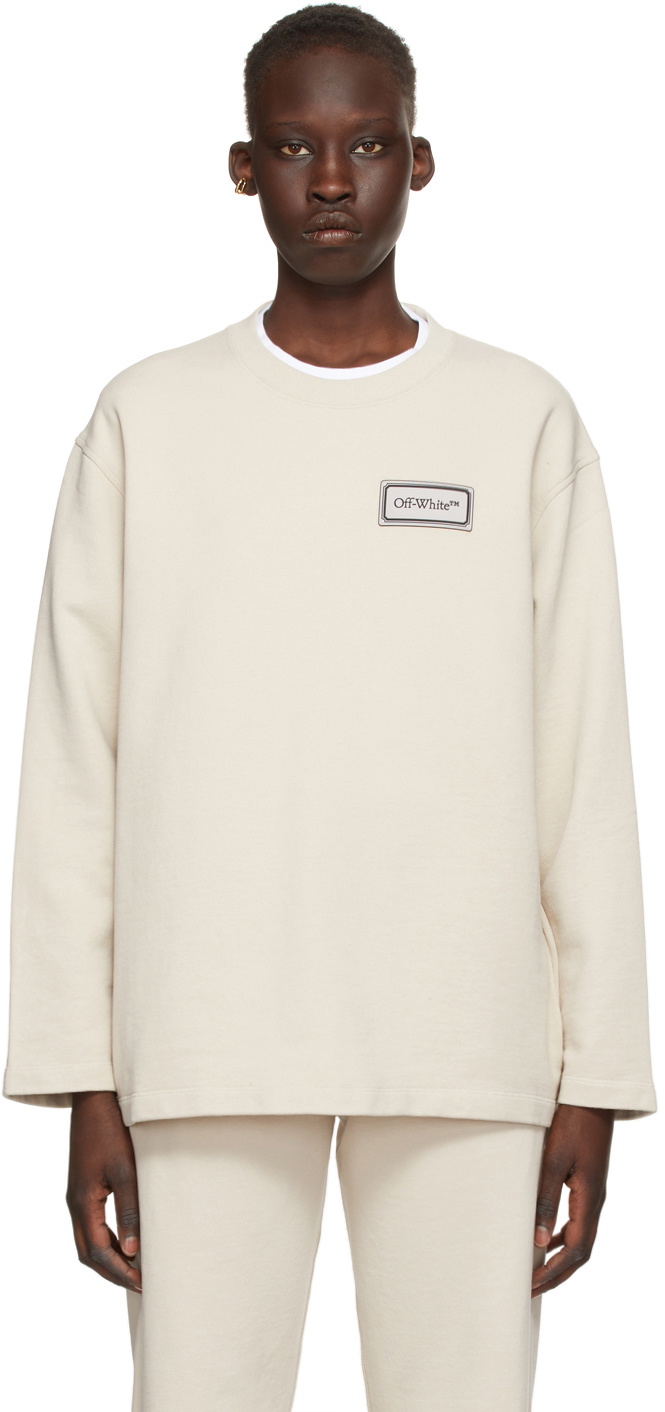 Off-White Beige Logo Patch Sweatshirt Off-White