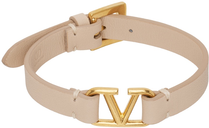 Photo: Valentino Garavani Beige VLogo Signature Leather Bracelet