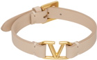 Valentino Garavani Beige VLogo Signature Leather Bracelet