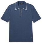 Dunhill - Contrast-Tipped Pima Cotton-Jersey Polo Shirt - Blue