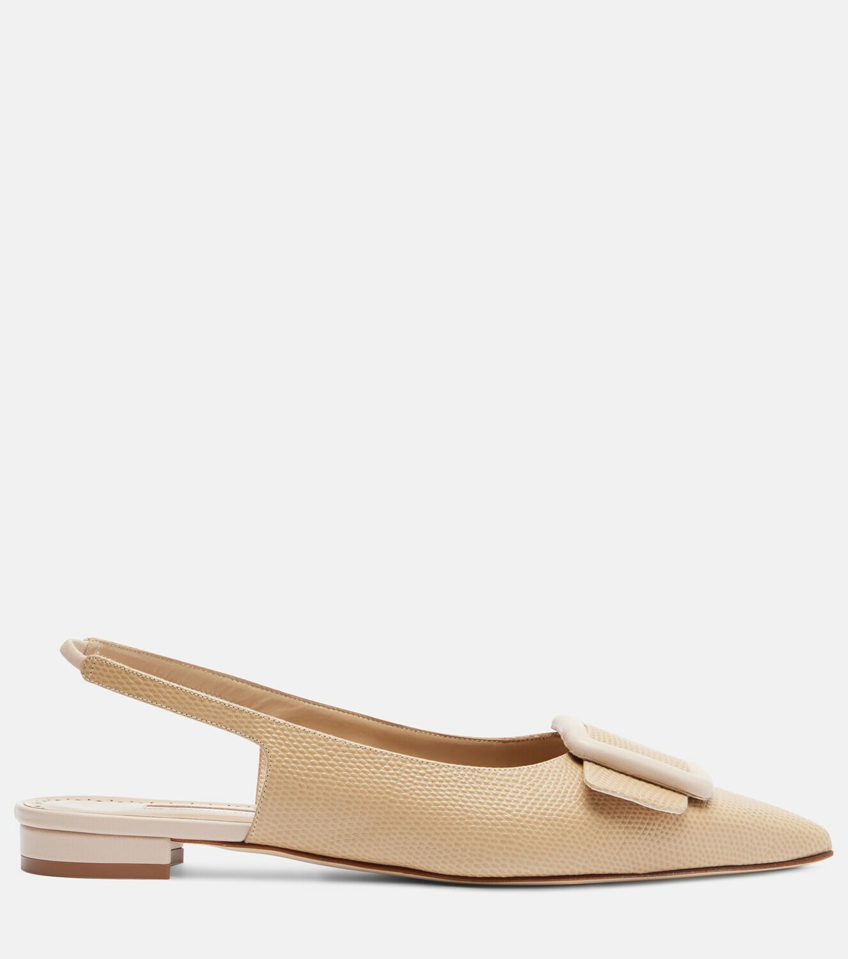 Manolo Blahnik Maylura croc-effect leather slingback flats