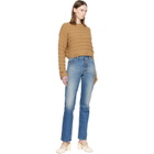 MM6 Maison Margiela Beige Ribbed Horizontal Links Crewneck
