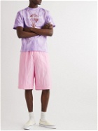 Stockholm Surfboard Club - Logo-Print Tie-Dyed Organic Cotton-Jersey T-Shirt - Purple